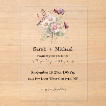 Invitación de boda de acrílico floral de primavera
