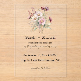Invitación de boda de acrílico floral de primavera