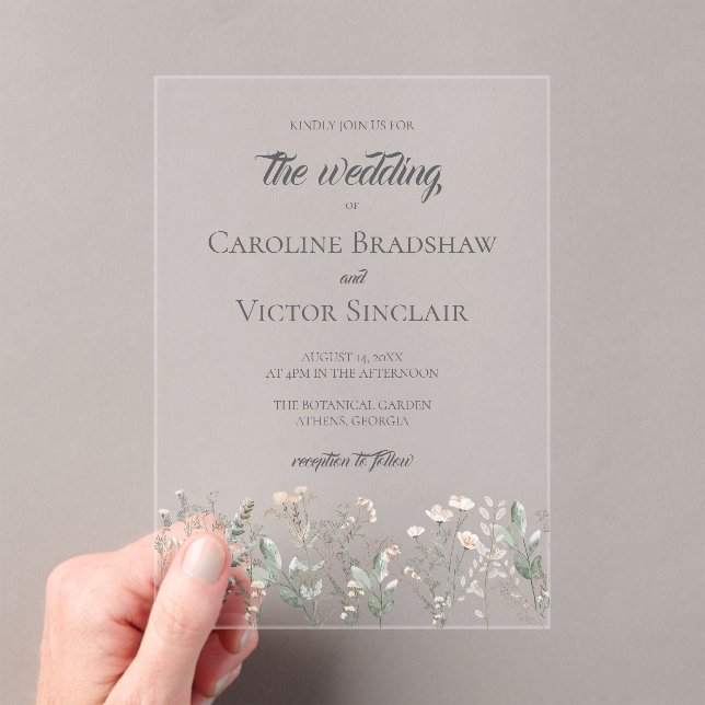 Invitación de boda de acrílico Forest Wilflowers (Insitu (portátil))