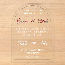 Invitación de boda de acrílico minimalista.