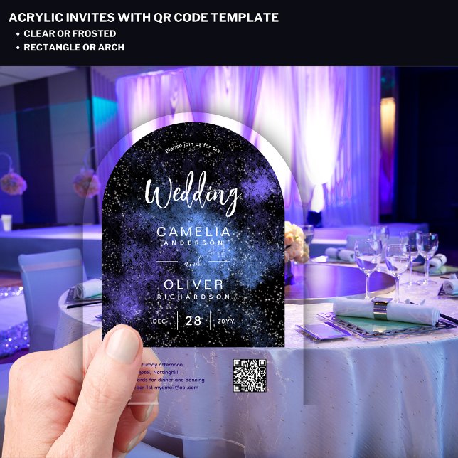 Invitación de boda de acrílico Noche estrellada Ga (Subido por el creador)