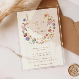 Invitación de boda de acrílico para jardín de flor