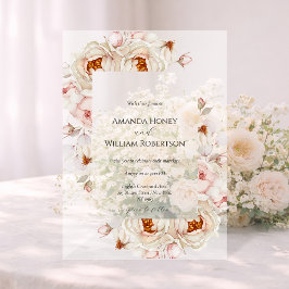 Invitación de boda de acrílico Peonies in Bloom