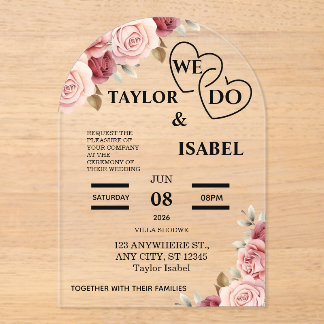 Invitación de boda de acrílico personalizable