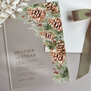 Invitación de Boda de Acrílico Pino de Invierno