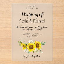 Invitación de boda de acrílico rosa blanca girasol