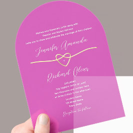 Invitación de boda de acrílico rosa intenso