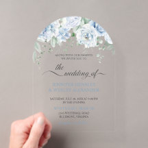 Invitación de boda de acrílico Rosas Azules Pálida
