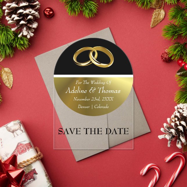 Invitación de boda de acrílico Save The Date (Insitu (Vacaciones))