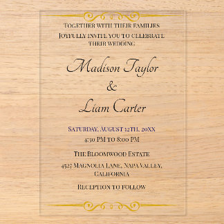 Invitación de boda de acrílico sonrojado simple