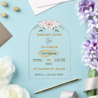 Invitación de boda de acrílico transparente con ar