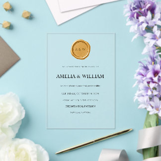 Invitación de boda de acrílico transparente con di