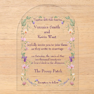 Invitación de boda de acrílico transparente con fl