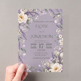 Invitación de boda de acrílico transparente con fl