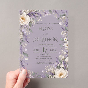 Invitación de boda de acrílico transparente con fl