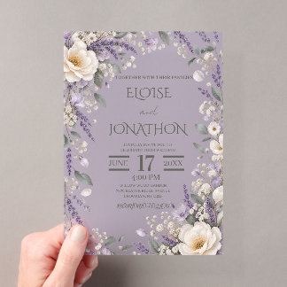 Invitación de boda de acrílico transparente con fl
