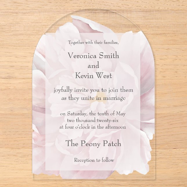 Invitación de boda de acrílico transparente con pe (Anverso)