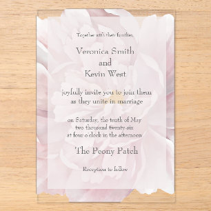 Invitación de boda de acrílico transparente con pe
