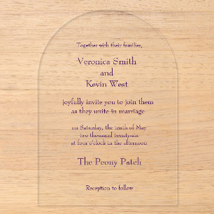Invitación de boda de acrílico transparente con pl
