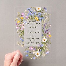 Invitación de boda de acrílico transparente elegan