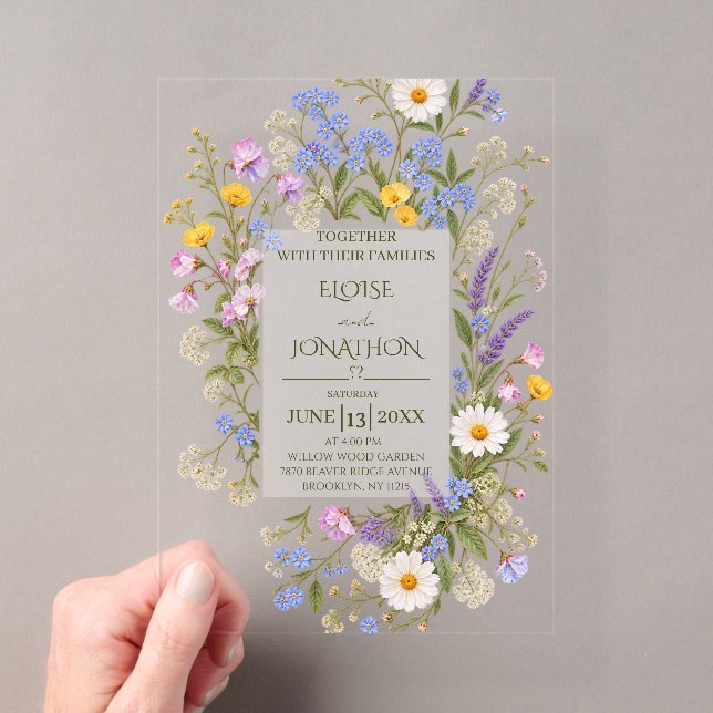 Invitación de boda de acrílico transparente elegan (Insitu (portátil))