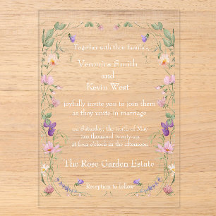 Invitación de boda de acrílico transparente Elegan