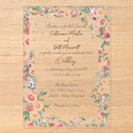 Invitación de boda de acrílico transparente Jardín