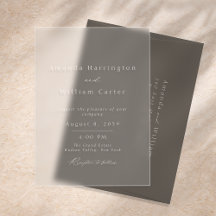 Invitación de boda de acrílico transparente, minim