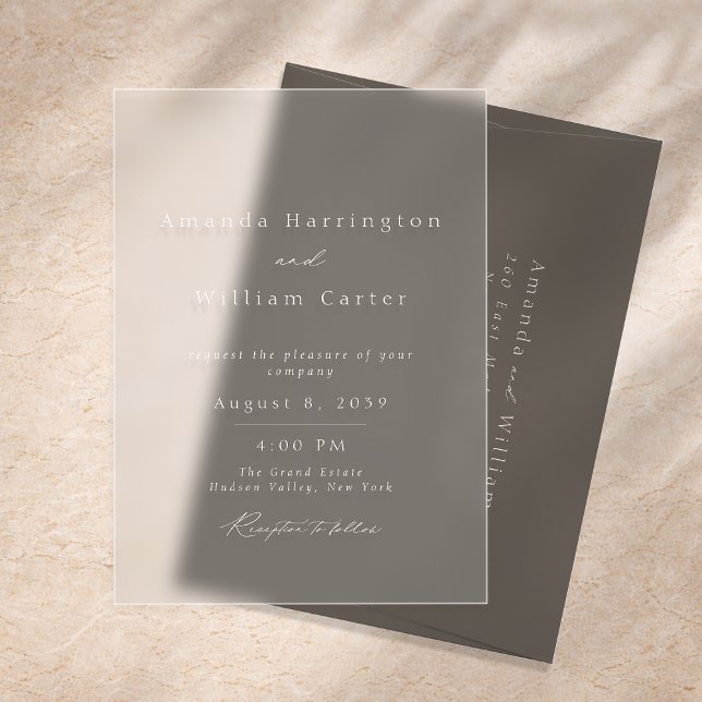 Invitación de boda de acrílico transparente, minim (Subido por el creador)