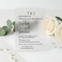 Invitación de boda de acrílico transparente minima