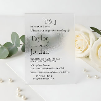 Invitación de boda de acrílico transparente minima