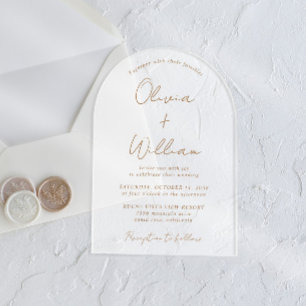 Invitación de boda de acrylic esmerilado con arco 