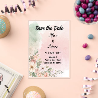 invitación de boda de acuarela acrílica
