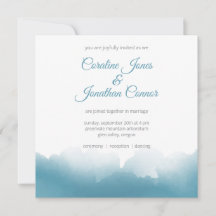Invitación de boda de acuarela azul cuadrado