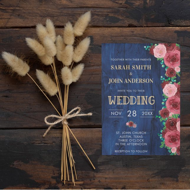 Invitación de boda de acuarela azul moderna de Bor (Subido por el creador)