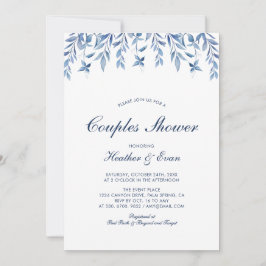 Invitación de boda de acuarela azul para fiesta de
