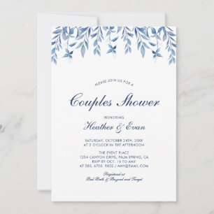 Invitación de boda de acuarela azul para fiesta de