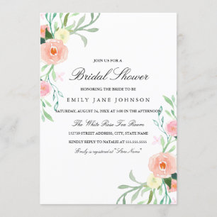 Invitación de boda de acuarela bonita de flores si