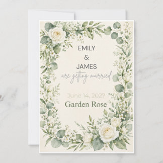 Invitación de boda de acuarela botánica verde salv