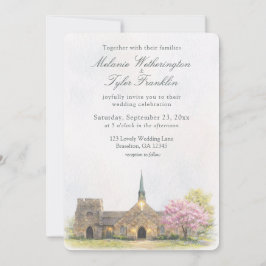 Invitación de Boda de Acuarela Capilla de Piedra e