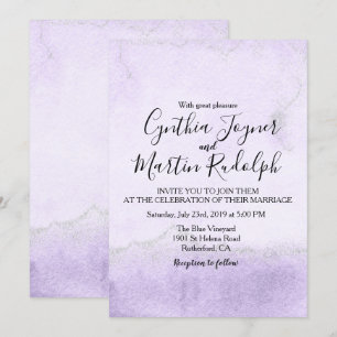 Invitación de boda de acuarela con brillo de lavan