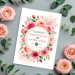 Invitación de boda de acuarela con marco de rosa c