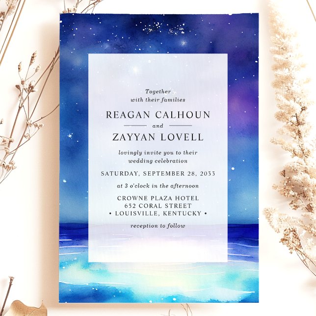 Invitación de Boda de Acuarela con Paisaje Marino  (Subido por el creador)
