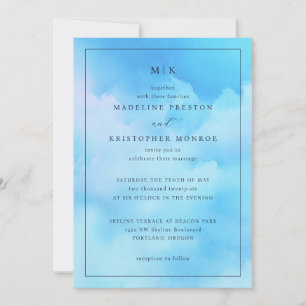 Invitación de Boda de Acuarela de Agua Azul Sereno