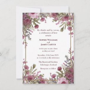 Invitación de boda de acuarela de brezo y cardo es