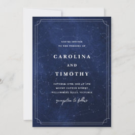 Invitación de boda de acuarela de cielo nocturno c