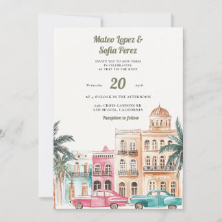 Invitación de boda de acuarela de La Habana Cuba