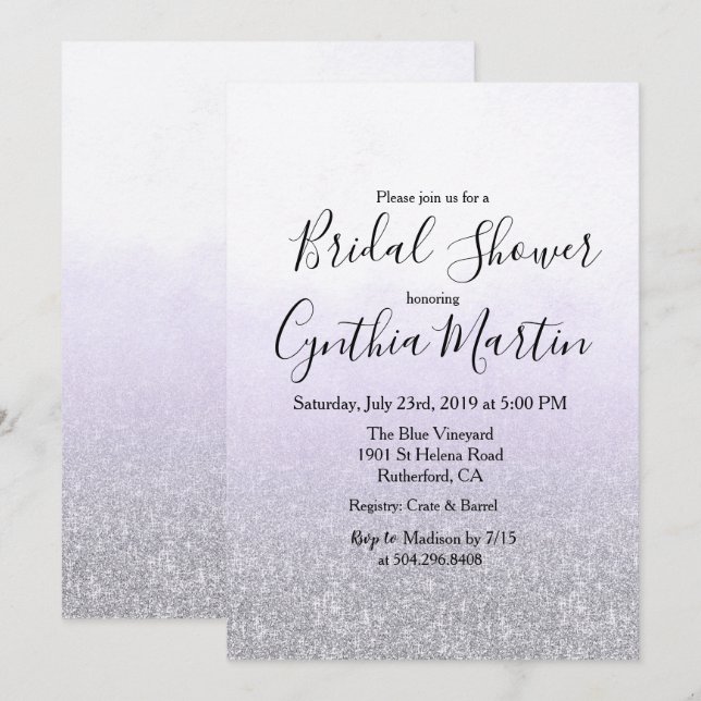 Invitación de boda de acuarela de lavanda (Anverso / Reverso)