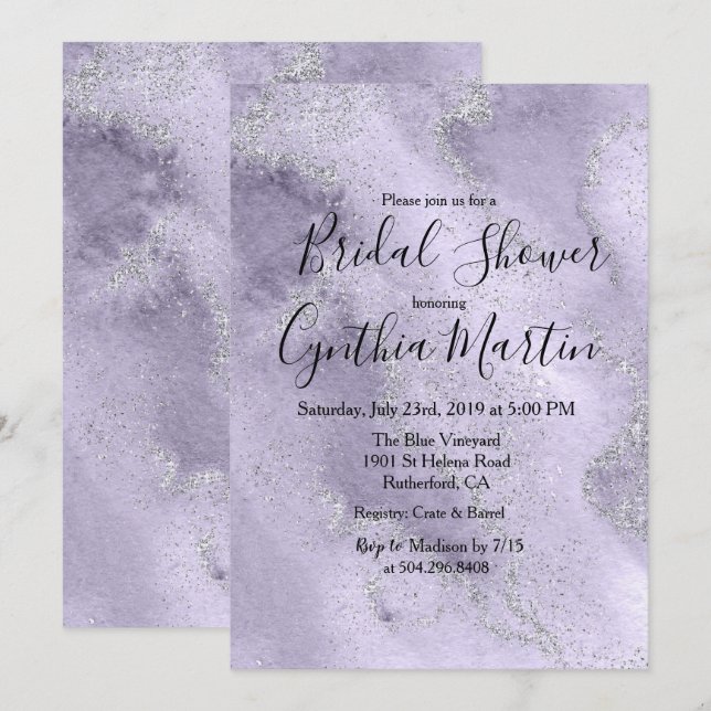 Invitación de boda de acuarela de lavanda (Anverso / Reverso)