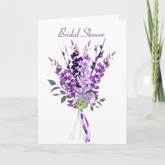 Invitación de boda de acuarela de lavanda para duc (Anverso)